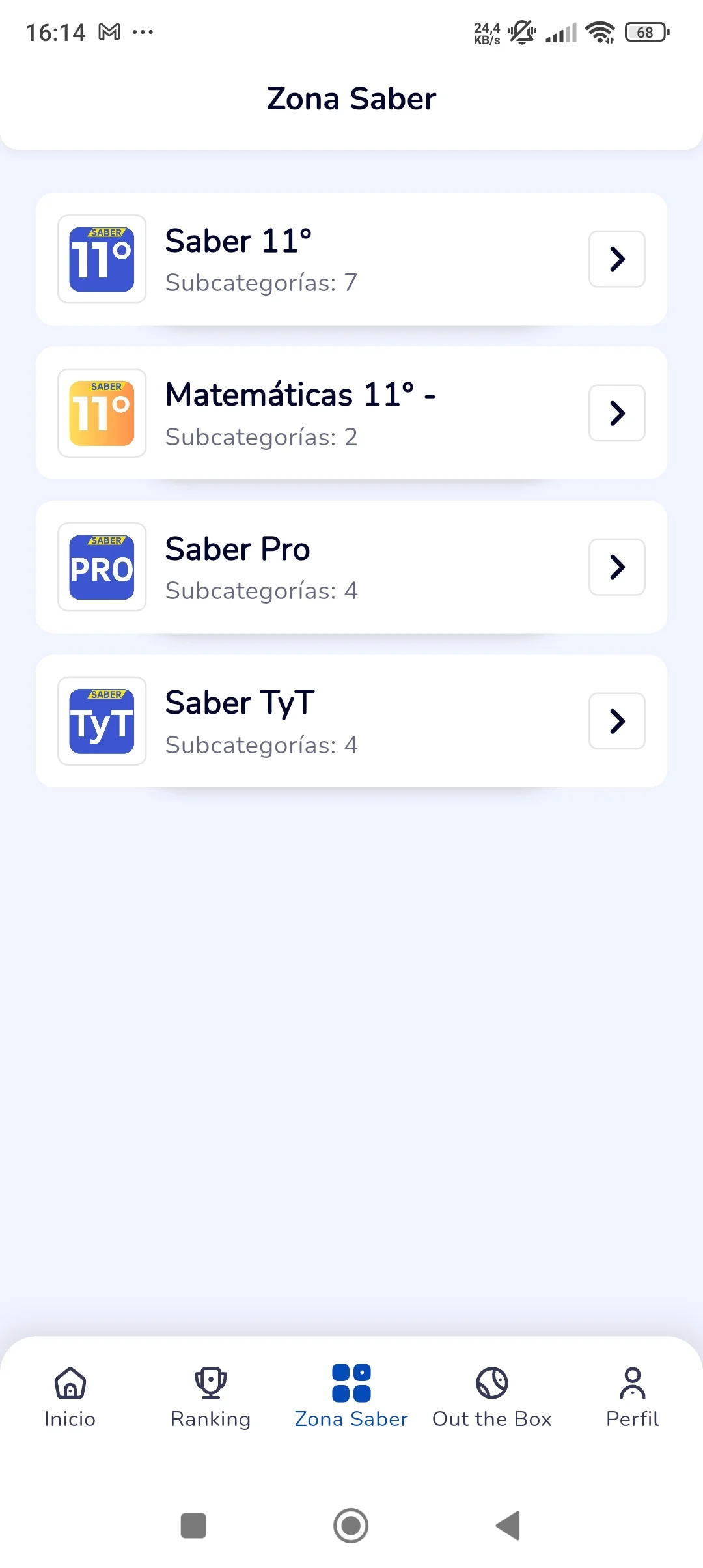 screenshoot de la aplicacion Saber Go